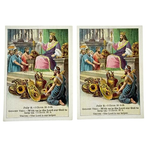 Antique 1905 Bible Lesson Picture Cards David C Cook Lot of 9 July 2 and July 16 - Picture 4 of 9